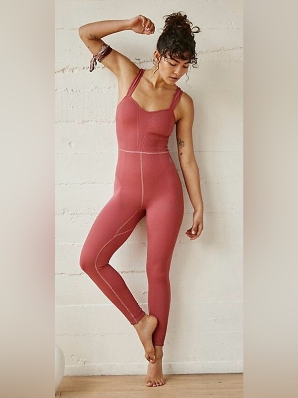 FREE PEOPLE High Fidelity Jumpsuit Onesie Woodrose Size XS/S - Picture 1 of 6